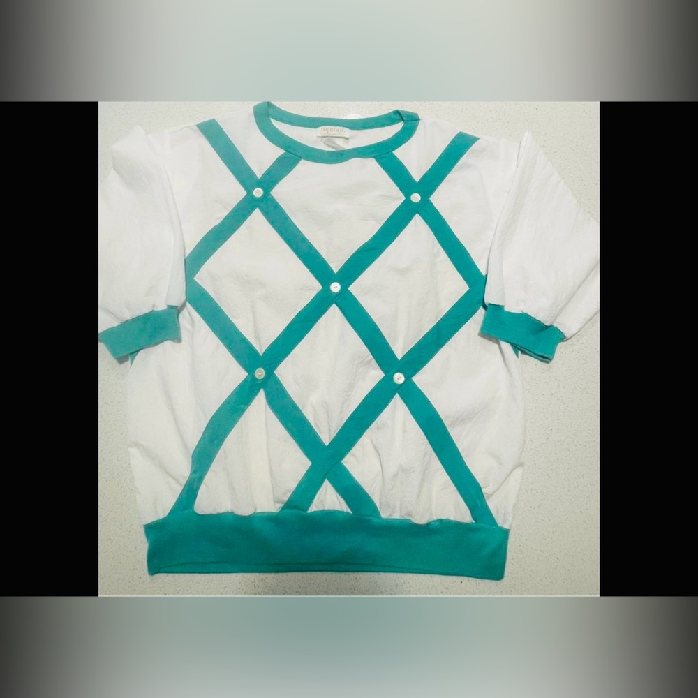 Vintage‎ 1970s DK Gold Donnkenny Green & White Shirt Women’s XL